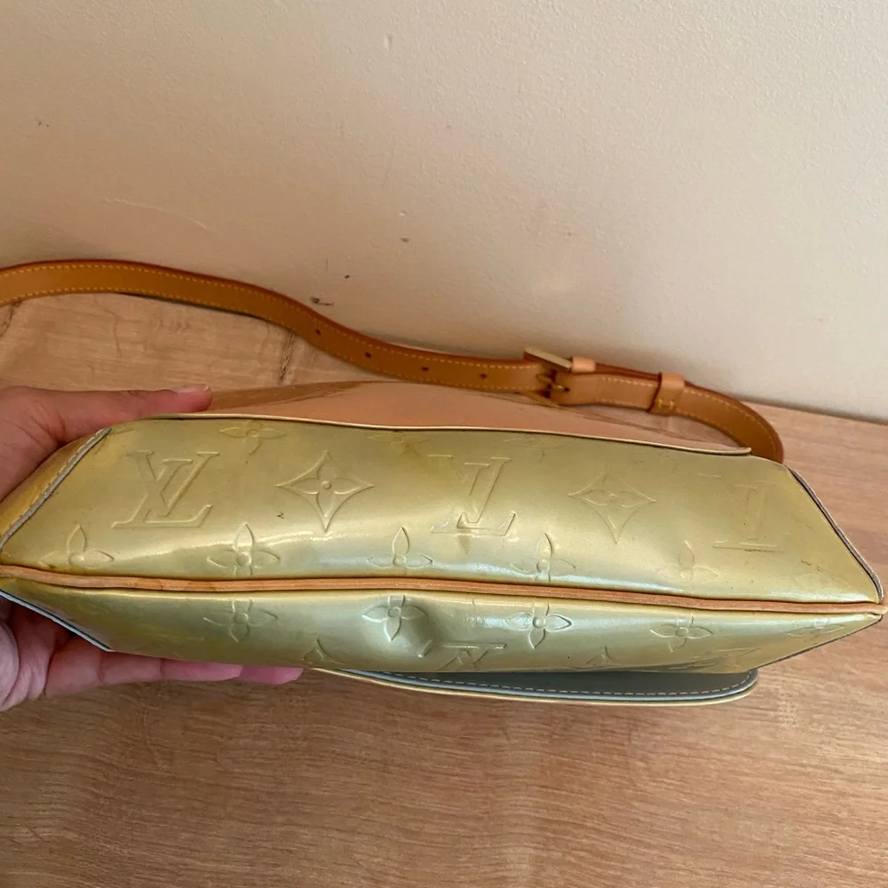 Louis Vuitton Pink and Olive Green Embossed Monogram Shoulder Bag